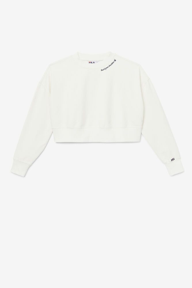 Fila Genser Dame Hvite Vitalia Cropped Crew 973681-ZJD